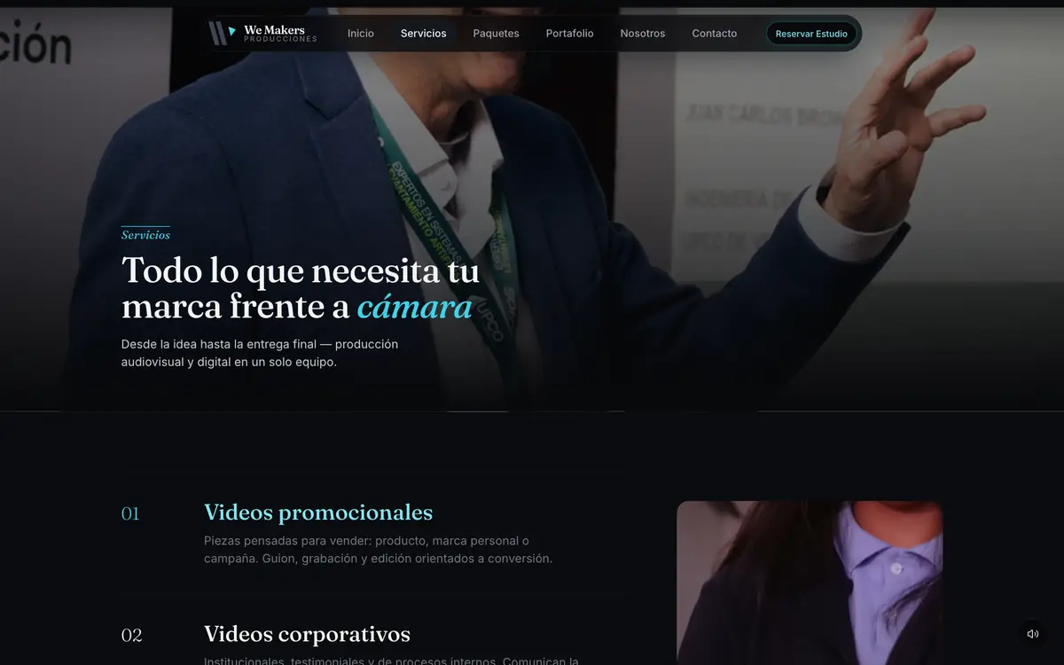 Página de servicios de We Makers